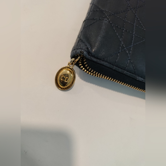 Dior Navy Blue Zip round wallet Cannage - Picture 14 of 14